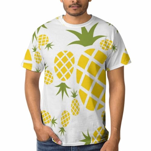 T-Shirt Jaune Ananas Homme à Col Rond et Manches Courtes