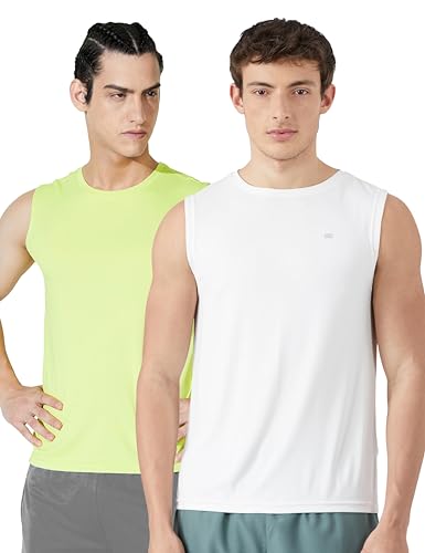 Image of Amazon Brand - Symbol Men's Polyester Color Block Active Regular Fit Sports | Round Neck | Sleeveless T-Shirt