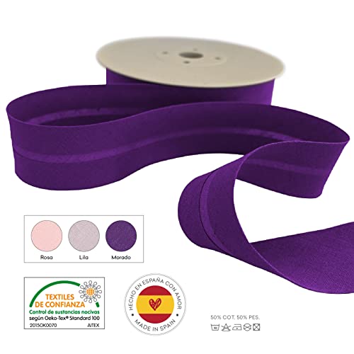 TEXTEX = 40mm Wide Bias Binding Tape. 50% Cotton and 50% Polyester. Pack of 3 Pieces of 10m Each - (Pink/Lilac/Purple) - Image 4