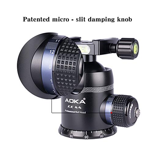 AOKA Professional 360-Degree Rotating Panoramic Ball Head with 1/4-inch Quick Release Plate, Self-Weight 1.08 lbs/0.49 kg, Maximum Load 66 lbs/30 kg, Suitable for Tripods, Monopod, SLR Cameras (KK44)