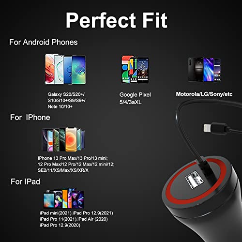 Car Charger, 24W/4.8A Usb Car Charger Adapter Compatible With Iphone 13 Pro Max/Pro/Mini/12/11/X/Se/8/7/6S/6Plus/5S/5C, Ipad Pro/Air/Mini And Universal Usb Port For Android Phones #TOP3