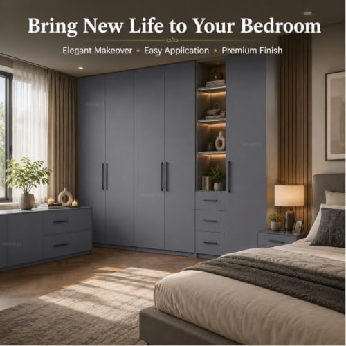 Image of HOME13 Grey Matte Wallpaper Self Adhesive Vinyl Decorative Waterproof Removable Wall Paper for Cabinet Kitchen Applinces Bedroom Table top(20x100 Inch)
