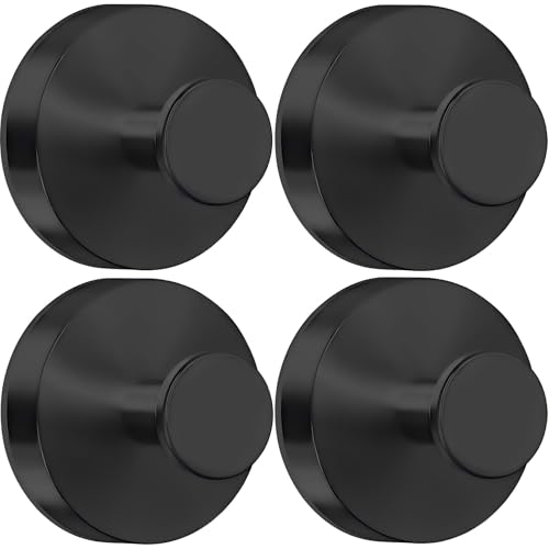 4 Pack Suction Cup Hooks for Shower, Bathroom, Kitchen, Glass Door, Mirror, Tile – Loofah, Hanging Towels, Coat, Bath Robe Hook Holder for Hanging Up to 15 Lbs – Waterproof & Rustproof, Matte Black