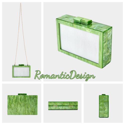 Image of RomanticDesign Women Acrylic Handbag Rattan Woven Pattern Square Box Crossbody Handbag Shoulder Bag Chain Purse