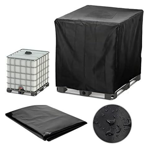 IBC Tote Cover Huapate 275 Gallon Tote Sunshade Water Proof Protective Hood 1000 L Garden Water Tank Black Cover