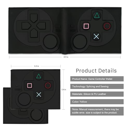 Image of Game Controller Wallets For 6-8 /8-10 /9-12 /12-14 Boys,Kids,Teen Bifold Wallet Multiple Card Slots and Coin Pocket Gamepad Silicone And PU Leather Surface Video Game Kids Wallet in Black