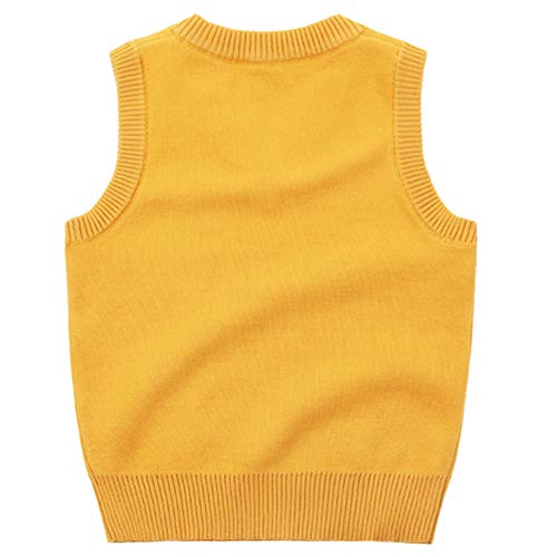 Happy Cherry Kids Knit Sweater Vest Coat Little Baby Sleeveless Cotton Autumn Waistcoat Jacket Cute Cartoon Dinosaurs Warm Sweater Jacket Yellow 2-3 T #TOP3