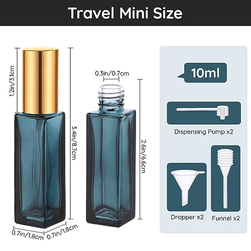 Segbeauty 0.34oz Atomizer Sprayer for Perfume, 10pcs Glass Perfume Bottles Empty, 10ml Travel Refillable Cologne Bottle Portable Sprayer Atomizer Travel Accessory Toiletries Cosmetic Dispenser Bottle