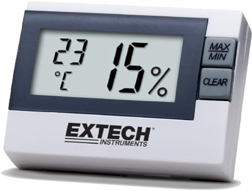 Image of HTC-1 Room Thermometer with Humidity Incubator Meter and Accurate Temperature Indicator Wall Mounting LCD Digital Clock Monitor for Indoor /Outdoor (White)