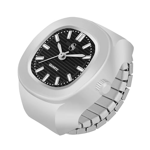 Image of Shocknshop Analog Fashion Stainless Steel Square Silver Ladies Ring Watch for Women -W165