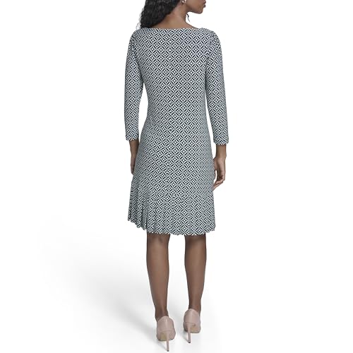 Image of Tommy Hilfiger Women's 3 /4 Sleeve Crew Neck Double Ruffle Hem Jersey Shift Mini Dress