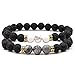 Bracelet en Pierre pour Femme,La Pierre Naturelle Bangle 7 Pierre De Lave Perles Howlite Chakra 2 Kit De Jeu Pc De L'Énergie Yoga Bracelets De Charme pour Les Hommes D'Anxiété Couple Fille Bijoux