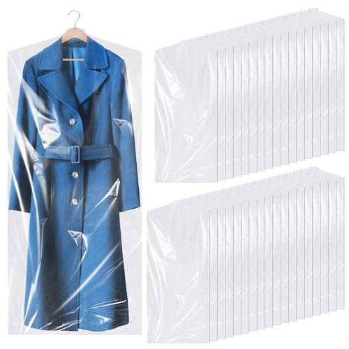 35 Pack Plastic Clothes Covers Dry Cleaning Bags Garment Bags 60 * 90 cm