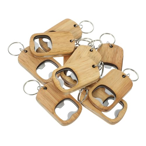 Ouvre-bouteille porte-clés bois léger lot de 10 décapsuleur design pour rassemblement