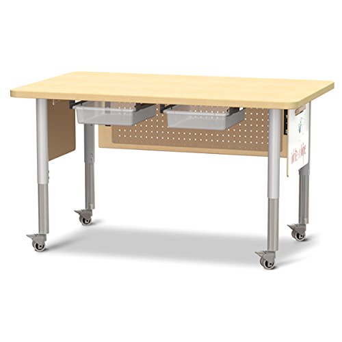 Jonti-Craft 6474JCM251 STEM Workstation, M-Height (20"-31" Adjustable Height, Mobile), 30" x 48", Maple/Maple/Gray