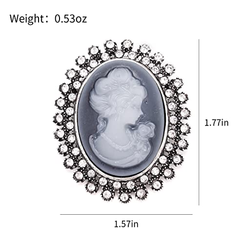 Image of lureme Vintage Elegant Victorian Lady Beauty Cameo with Crystal Brooch Pin (br000017)