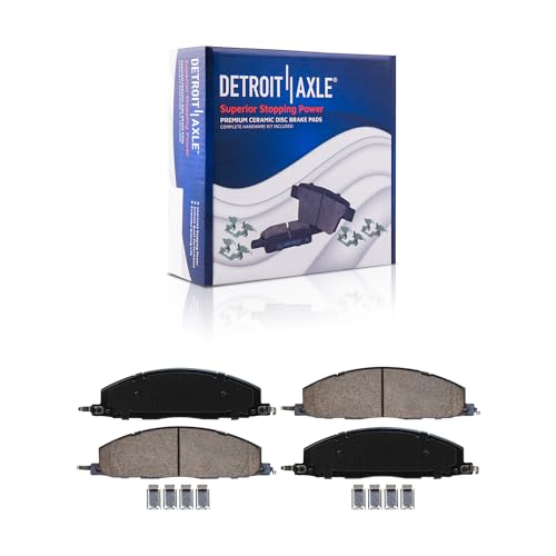 Image of Detroit Axle - Rear 2pc Brake Pads for 2009-2010 Dodge Ram 2500 3500, 2012 Ram 1500 2011-2018 2500 3500 Ceramic Brake Pads with Hardware Replacement