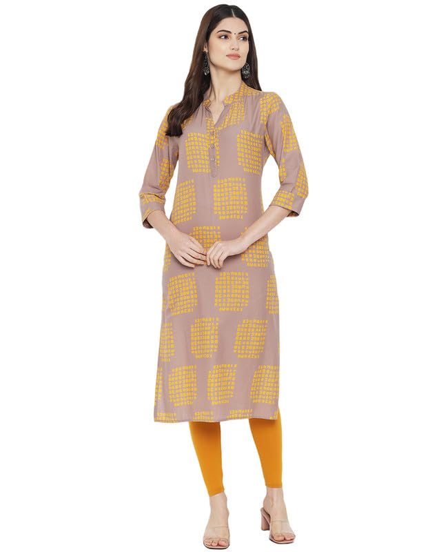 Image of Pinkmint Women Cotton Kurti ll Stright Printed Collared V Neck Kurta ll Stylish Regular Fit Kurti's (Pack of 01)