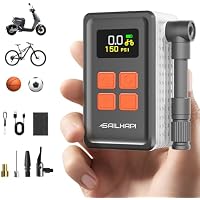 SAILHAPI 150 PSI Mini Electric Portable Air Compressor with Pressure Gauge (Black+Gray)