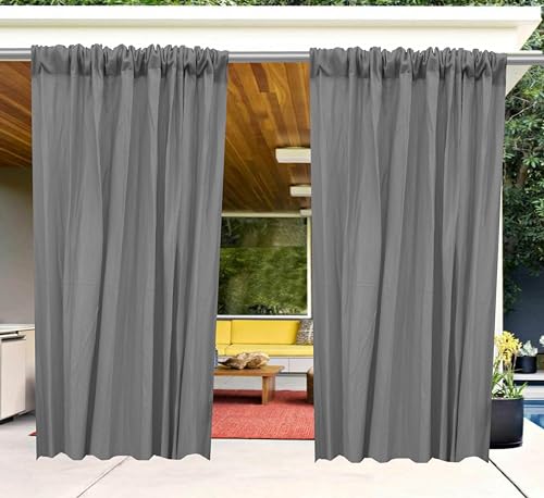 GREEN DECOR HDPE Fabric 85-90% Sun Blockage & UV Protection Rod Pocket and Tie Back Balcony & Outdoor Curtains Temperature Reducing for Window&Door Curtains(Grey Color_4.5X9 Feet) Pack of 2 Piece