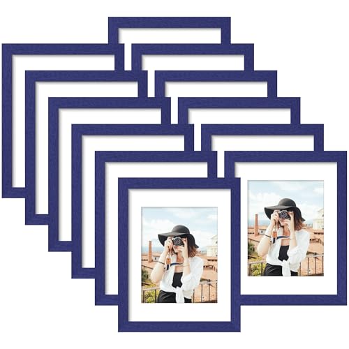 Picrit 8.5x11 Picture Frame Set of 12, Gallery Wall Frames, Navy Blue