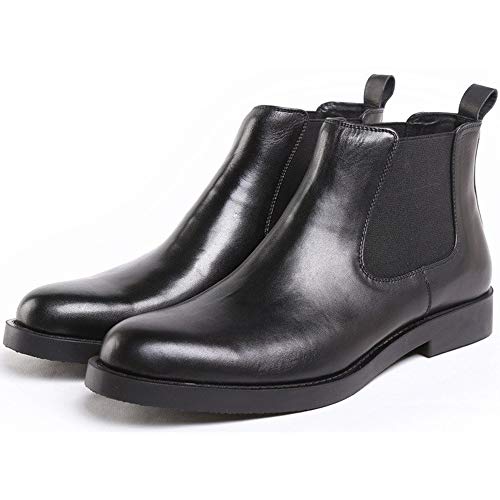 Rui Landed Burnished Round Toe Chelsea Boot for Men Work Boot Pull On Style Waterproof Outdoors Premium Genuine Leather Middle Heel (Color : Black, Size : 8 M US)2