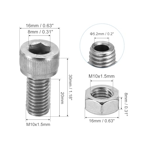 PATIKIL M10x20mm 304 Stainless Steel Hollow Bolt - Image 2