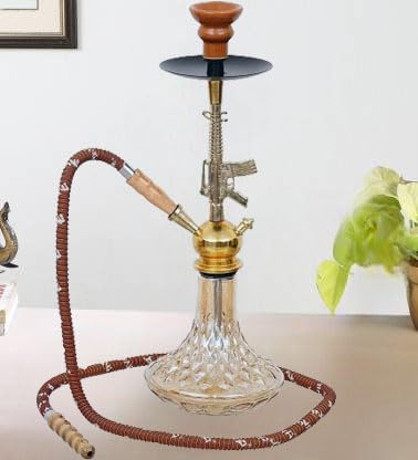New Premium D Base Style Golden Gun Hookah Set (19 Inches)