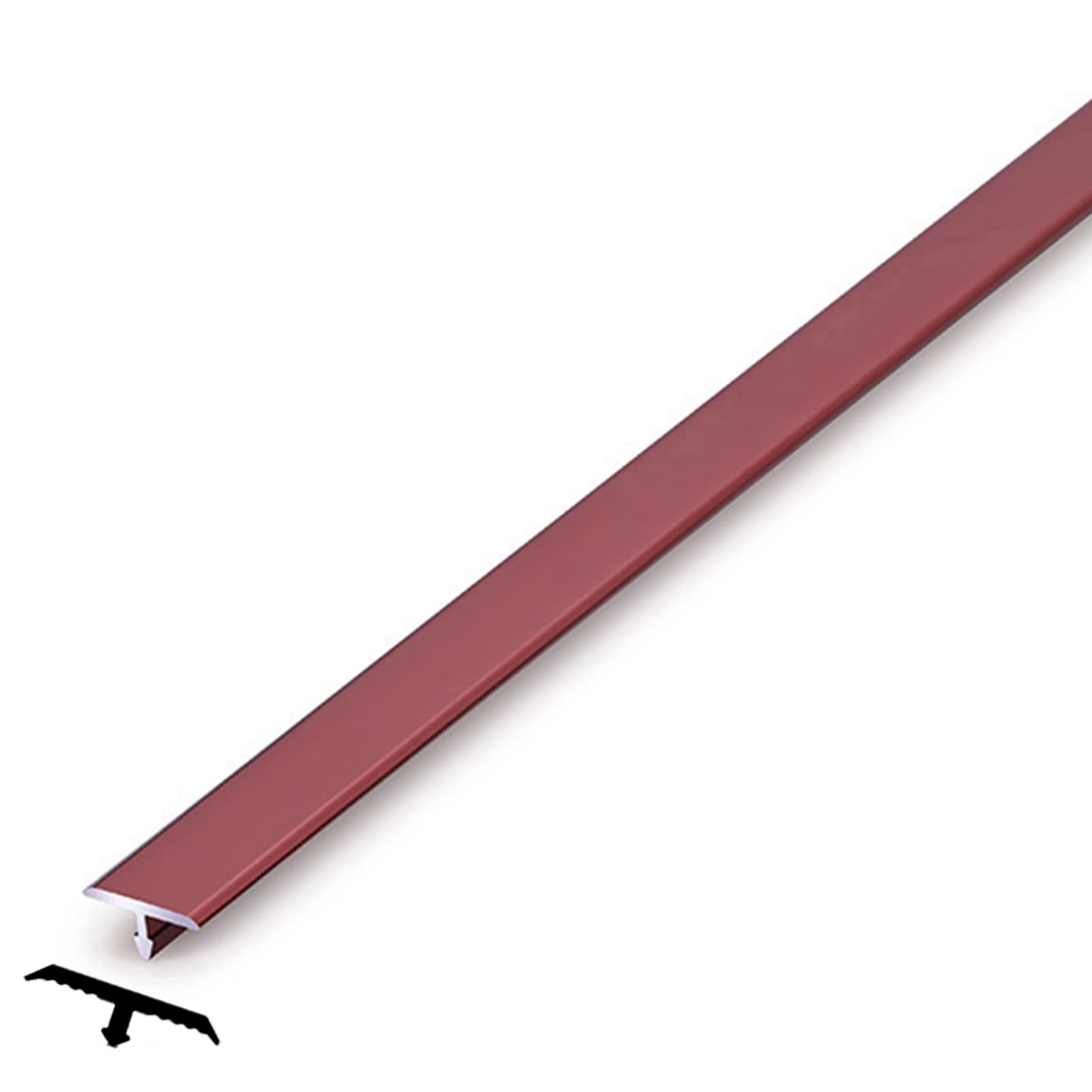 Barre de seuil aluminium rouge mat pour compenser les sols inégaux et parquets