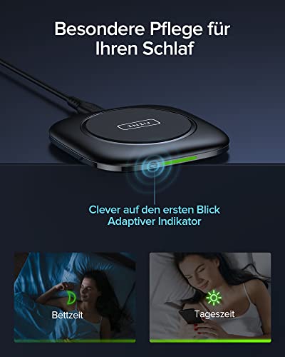 INIU 15W Qi-Certified Fast Wireless Charging Pad with Auto-Adaptive LED