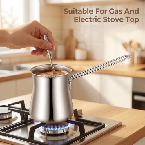 Ziouabaf Turkish Coffee Pot, 2-Pack, 15 fl oz Stainless Steel Cezve by Ziouabaf - Used condition - Image 5
