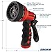 Dramm Revolver Heavy Duty Metal Garden Hose Nozzle – 9 Spray Patterns, High Pressure Jet, Thumb-Control Flow, Ergonomic Grip – Red