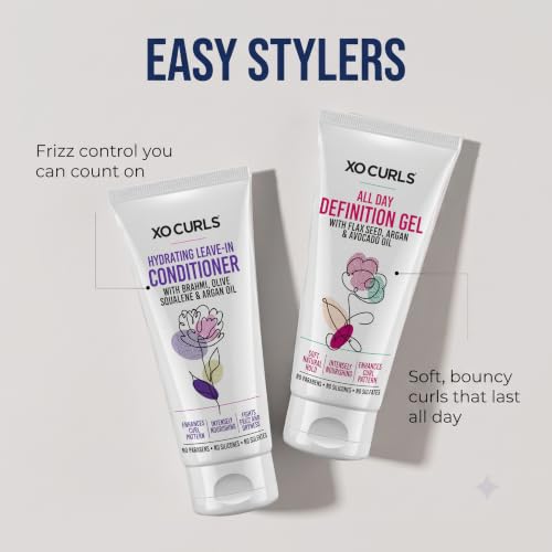 Image of XO Curls Hydrating Leave In Conditioner for Dry and Frizzy Hair. With Brahmi, Olive Squalene & Argan Oil For Frizz-Free, Soft Curly and Wavy Hair. Leave in Conditioner for Curly Hair Women - 100ml