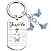 Christian Gifts Butterfly Inspirational Keychain - Religious Bible Verse Keyring Blue Butterflies Key Chain Gift for Women, Godmother, Priests, Daughter, Sister, Friend, Teen Girl, Mom, Catholic