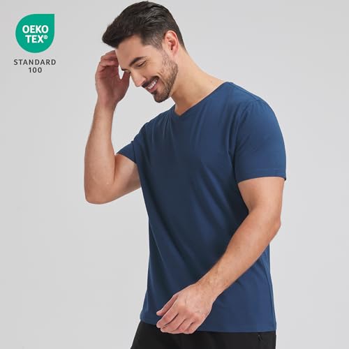 netdraw Men's Ultra-Soft V-Neck Bamboo Viscose Cotton T-Shirt, Moisture-Wicking Cooling Comfy Athletic Casual Tees2