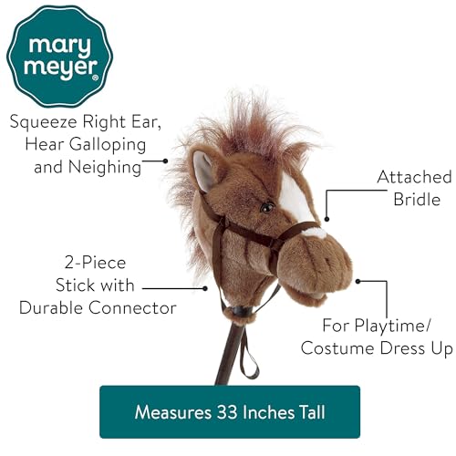Image of Mary Meyer Hobby Horse Toy Easy Ride 'Um Stick Horses with Galloping and Neighing Sounds, 33-Inches Tall, Brown