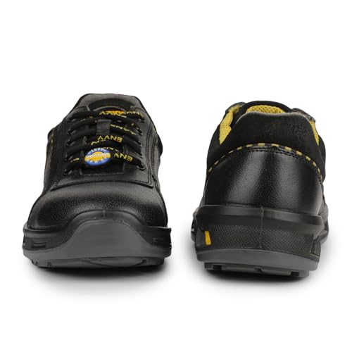 Image of Liberty Warrior Earth Popcorn Safety Shoes for Men, Genuine Leather, Double Density PU Sole, Steel Toe, Grey /Black, Sizes-6UK-10UK
