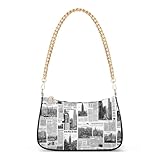 OTVEE Newspaper Pattern Shoulder Bags Mini Small Handbags Clutch Trendy Purses for Women