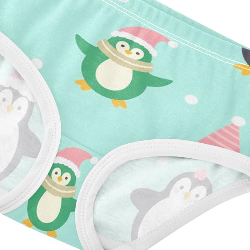 Girls' Triangle Panties Organic Underpants for Kid Christmas Penguins Pattern4