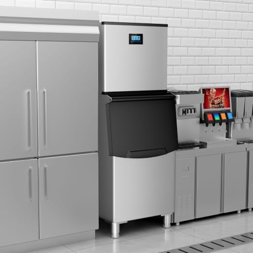 Image of Commercial Ice Maker Machine 715 Lbs /24H with 400LBS Large Storage Bin Ice Ready in Air Cooled Clear Cube Ice for Bar Business Cafe ETL(715 Lbs /24H)