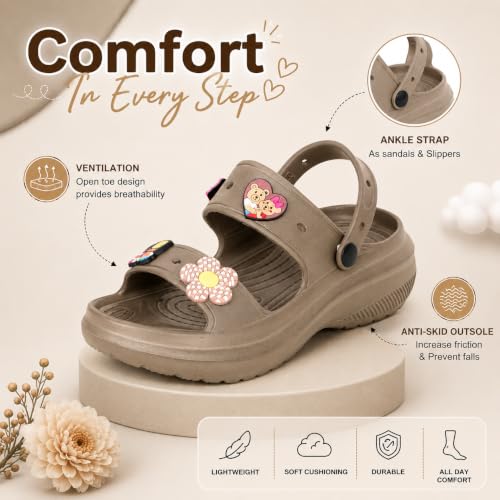 Image of TRASE Double Strap Clogs Sandals for Women | Daily Use Slippers with Adjustable Back Strap | Comfortable Lightweight Waterproof Anti Skid Casual Flip Flops