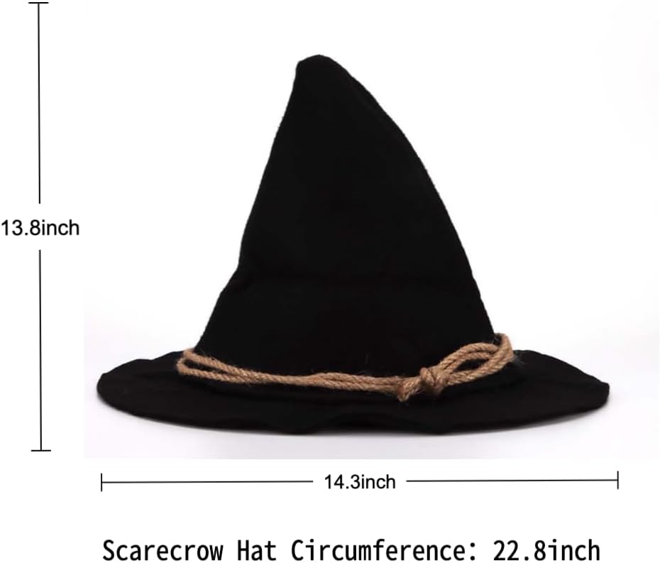 Lunaryvo Scarecrow Costume Kit for Adults Wizard Witch Hat Rope Belt Straw Kit Oktoberfest Dress Halloween Harvest Party