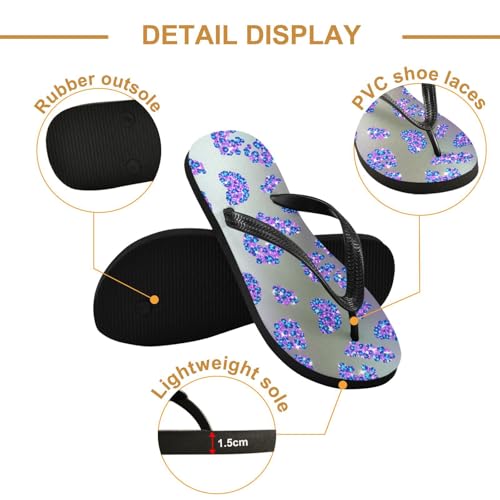 Sparkly Leopard Purple Blue Flip Flop Beach Summer Casual Sandal for Women & Men Shower Shoes 208620302