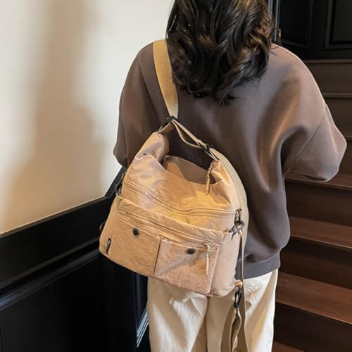 Large Capacity Nylon Shoulder Bag for Women Multi Pocket Crossbody Backpack with Removable Pouch3