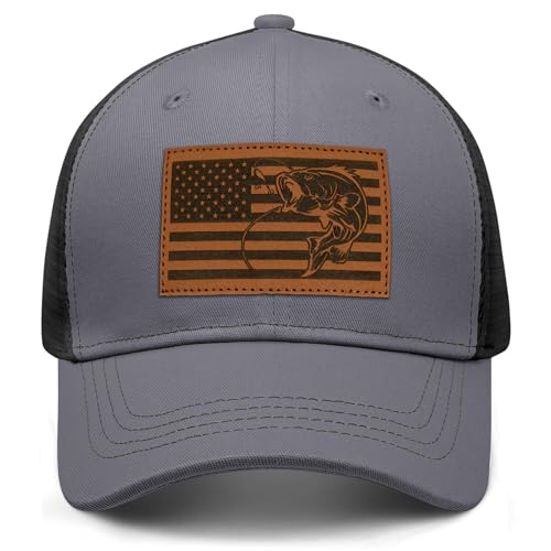 Image of Fishing Hat Fishing Gifts for Men Bass Fish Flag Snapback Trcuker Hats for Men Fishing Gear Accessories Stuff