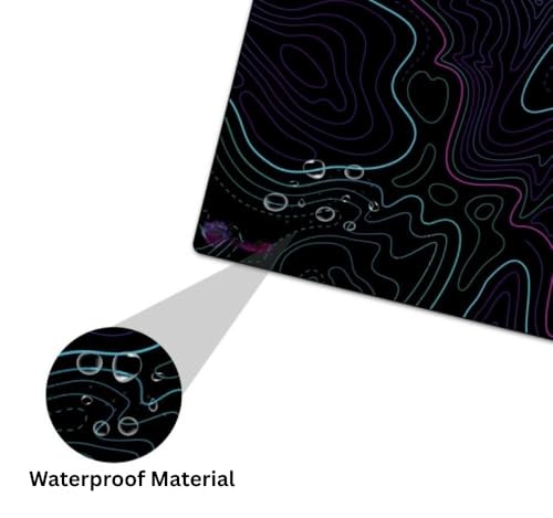 Image of Saco XXL Gaming Mouse Pad for PC - Large Desk Mat 900x400x3mm, Extended Non-Slip Rubber Base, Waterproof Surface, Topography Design, Big Keyboard Mouse Pad for Office & Home Setups