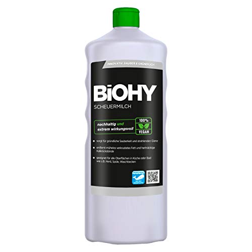 Preisvergleich Produktbild BiOHY Scheuermilch (1l Flasche) / entfernt eingebrannte Speisereste mühelos / gründliche Reinigung ohne zu kratzen / schonend zu Haut & Umwelt / für Emaille, Keramik & Edelstahl