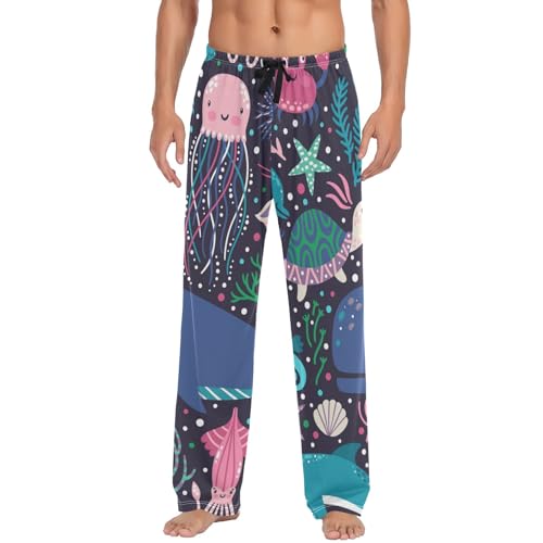 Pantalon de pyjama homme extensible bas de détente avec poches vêtement de nuit animaux