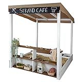 Meppi Sandkasten Travemünde Weiss/braun aus wetterfestem Holz - Sandkiste/Sandbox mit Verkaufstheke/Regal