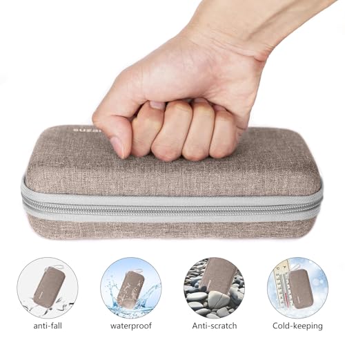 Image of suzamed Insulin Cooler Travel Case, 2x150g Ice Pack TSA Approved, Brown | EVA Insulation Travel Medicine Kit for 1-5 Pens & Diabetic Supplies, Diabetes Care, Portable Handle for Daily Use & Trip